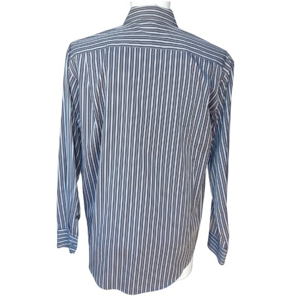 Pronto Uomo Platinum SZ M Striped Men's Button Up Non Iron Cotton Shirt - Picture 2 of 11